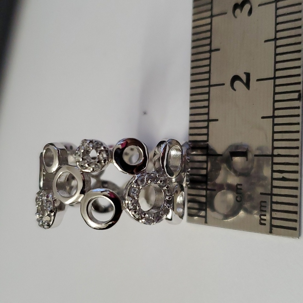 Sterling Silver 925 Circles Link Ring - Picture 4 of 5